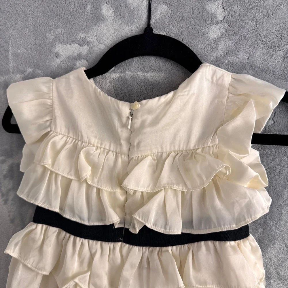 babyGap Tiered Ruffle Dress Girls 5 Cream Sleeveless Special Occasion Bow